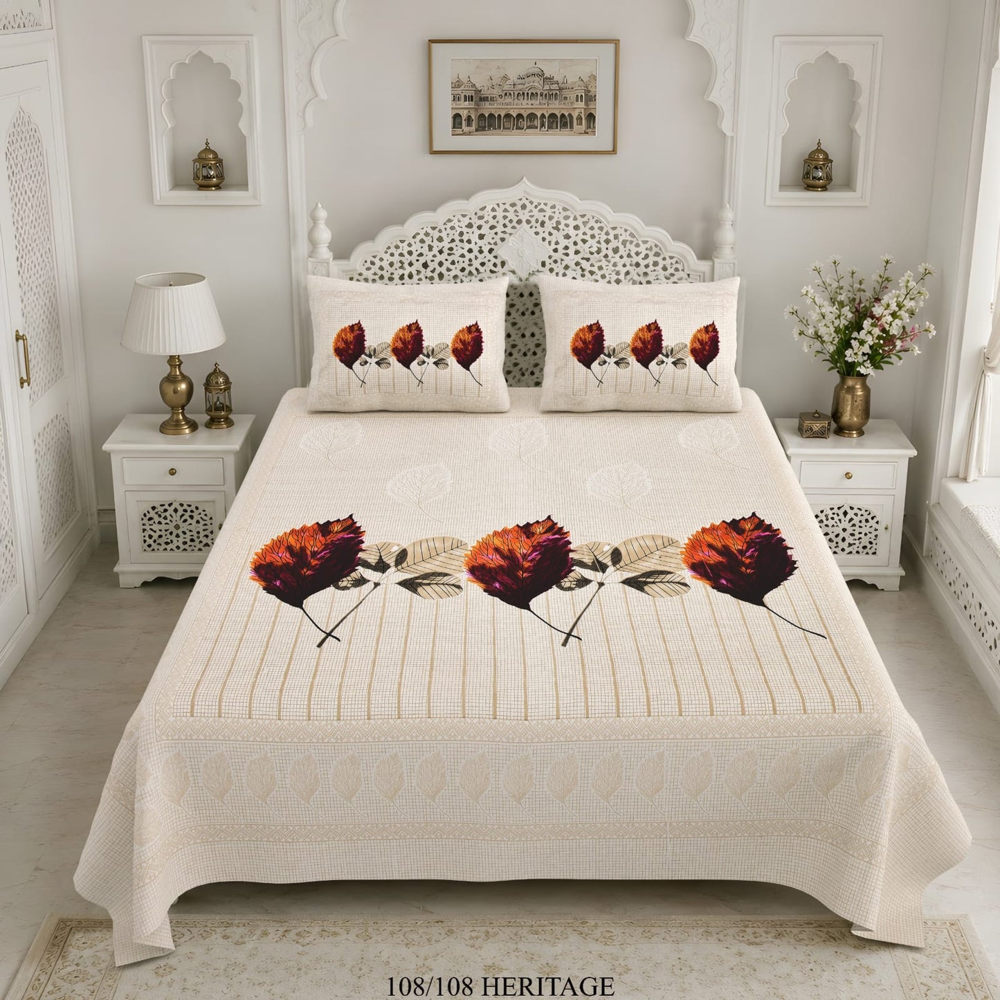 Cotton Viscose Blend King Size Bedsheet (108×108 Inches) with 2 Pillow Covers