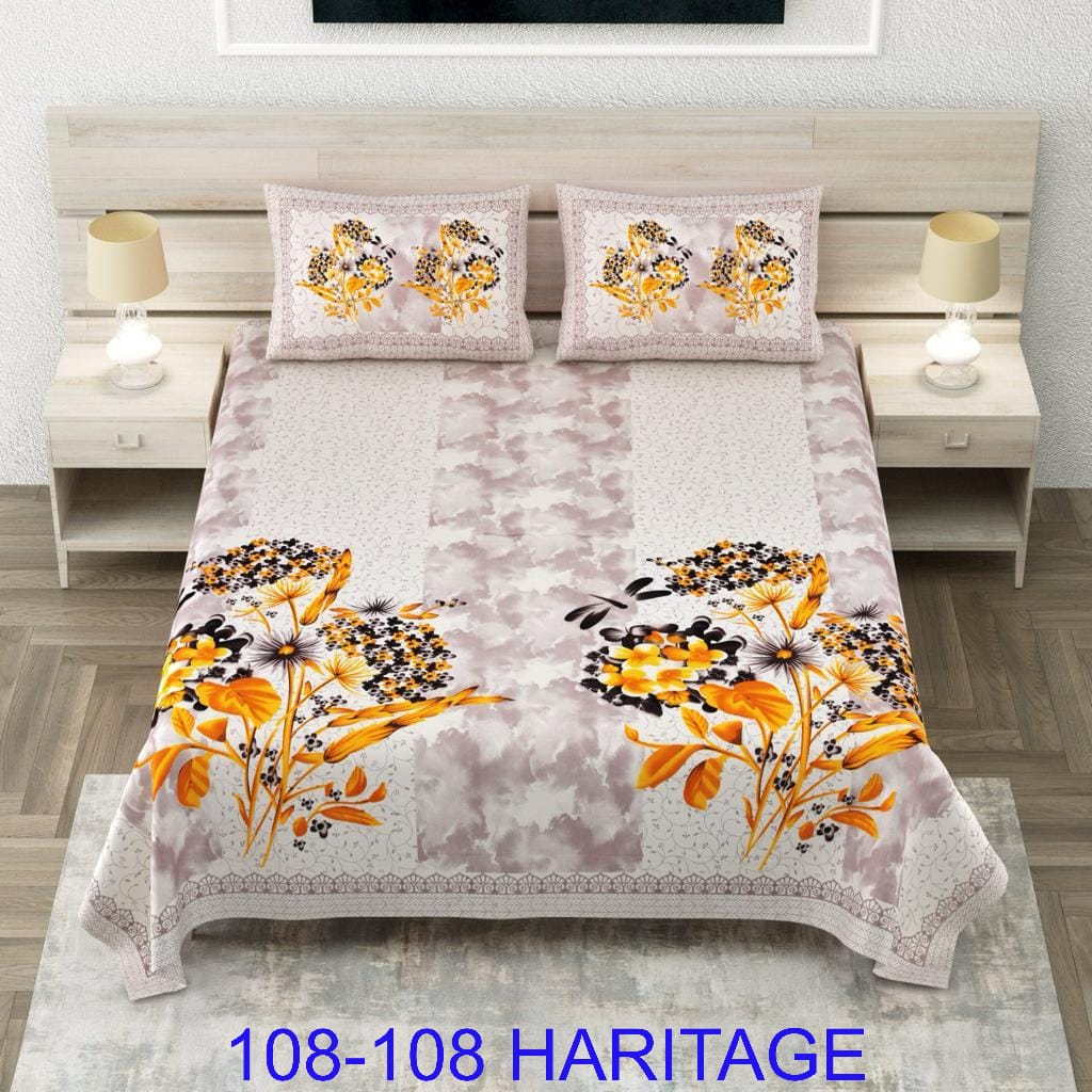 Cotton Viscose Blend King Size Bedsheet (108×108 Inches) with 2 Pillow Covers