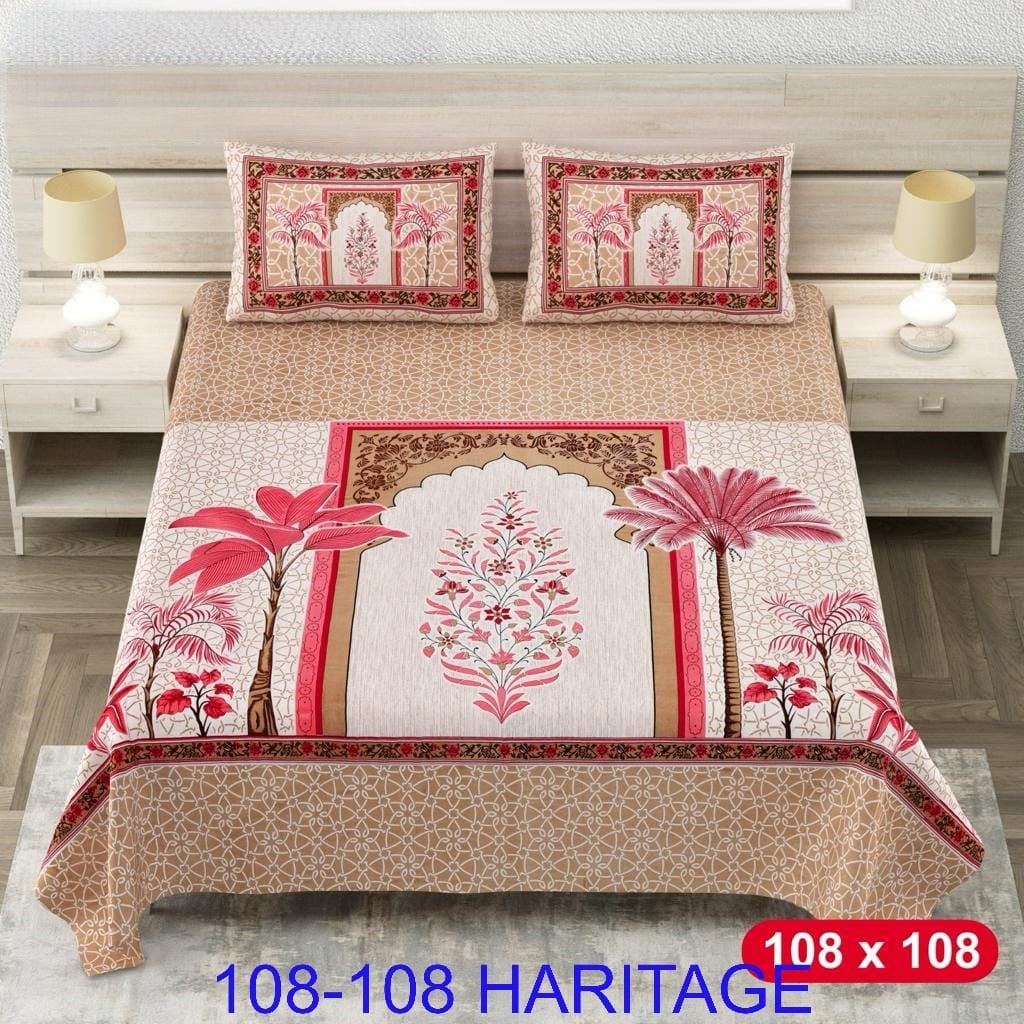 Cotton Viscose Blend King Size Bedsheet (108×108 Inches) with 2 Pillow Covers