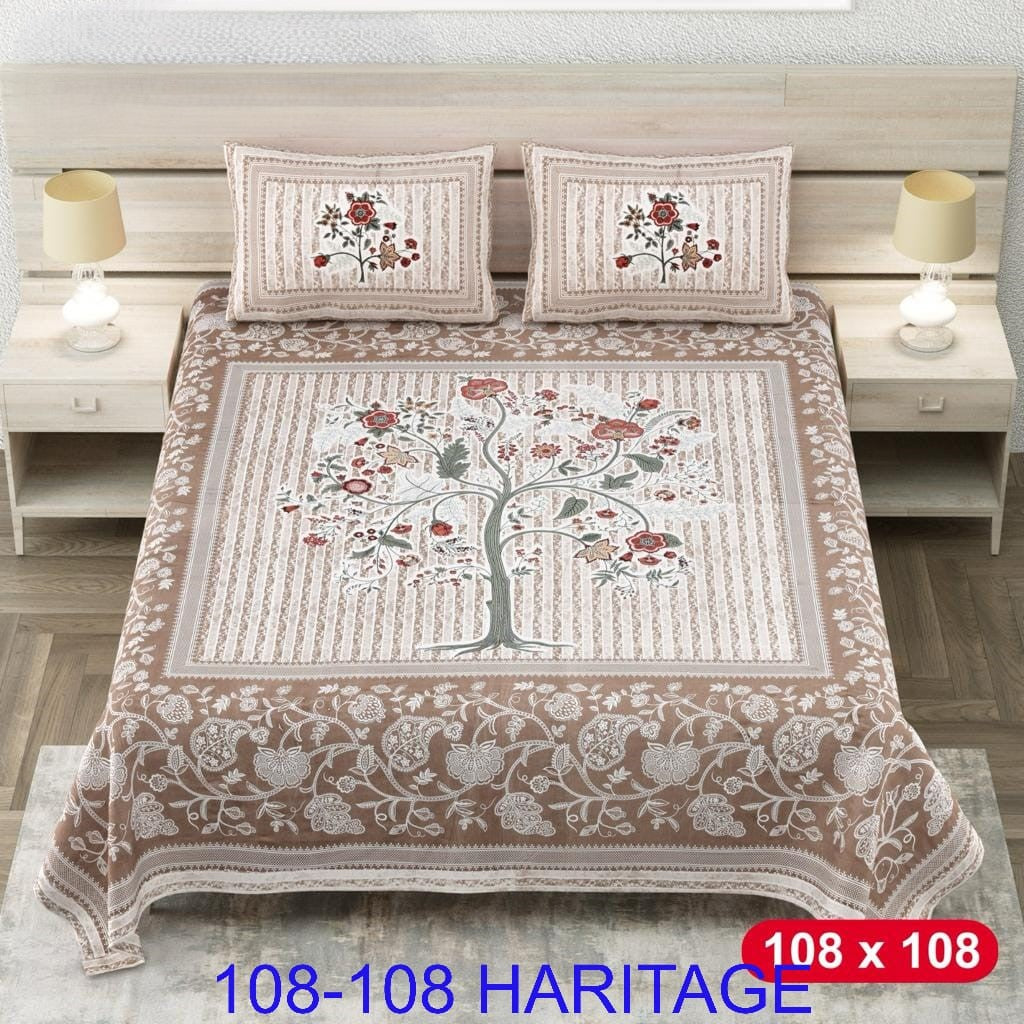 Cotton Viscose Blend King Size Bedsheet (108×108 Inches) with 2 Pillow Covers