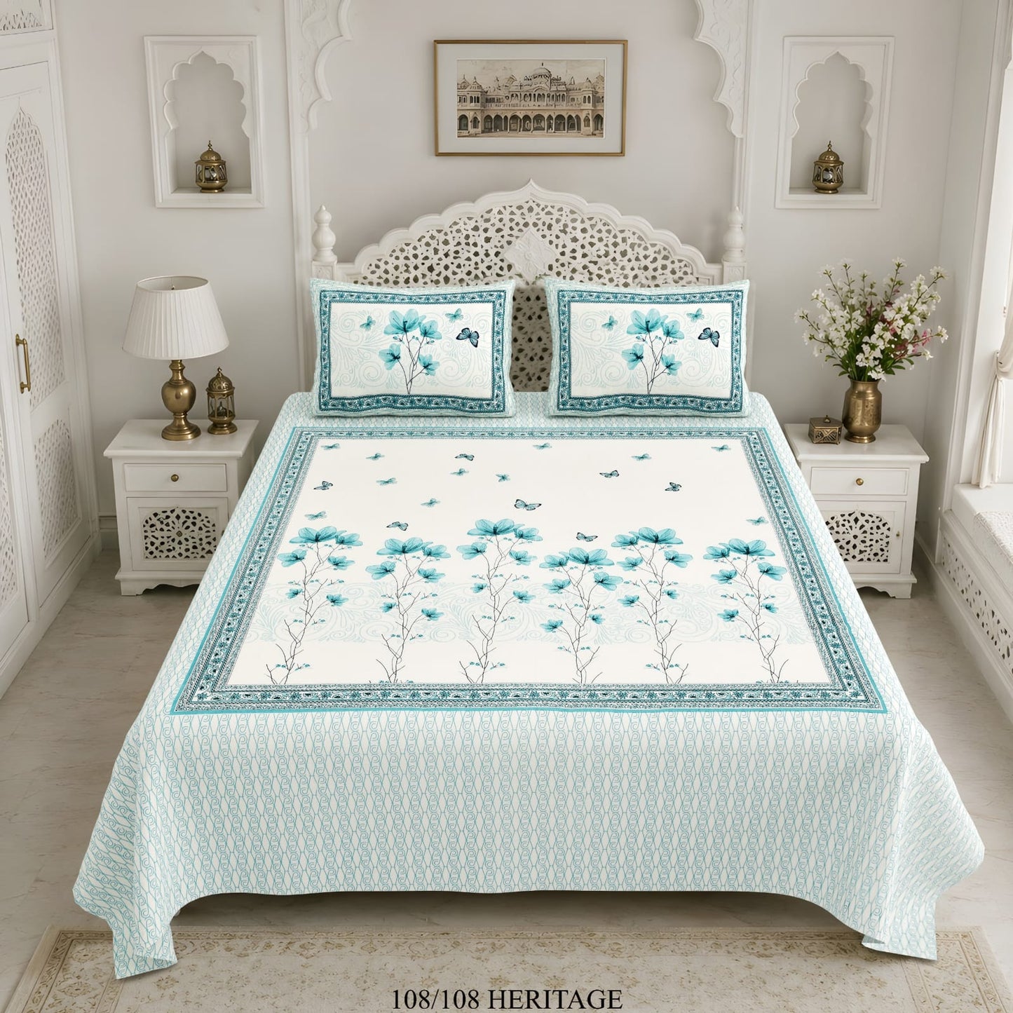 Cotton Viscose Blend King Size Bedsheet (108×108 Inches) with 2 Pillow Covers