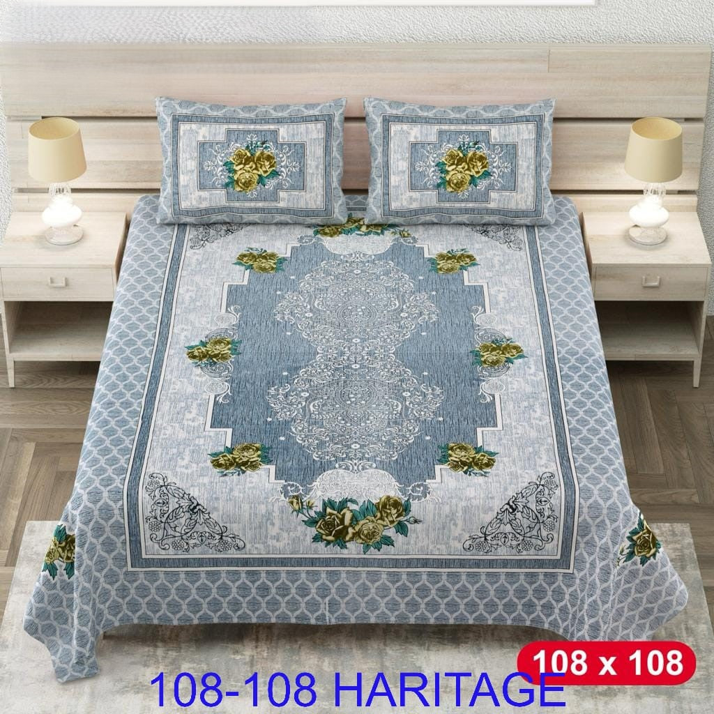 Cotton Viscose Blend King Size Bedsheet (108×108 Inches) with 2 Pillow Covers