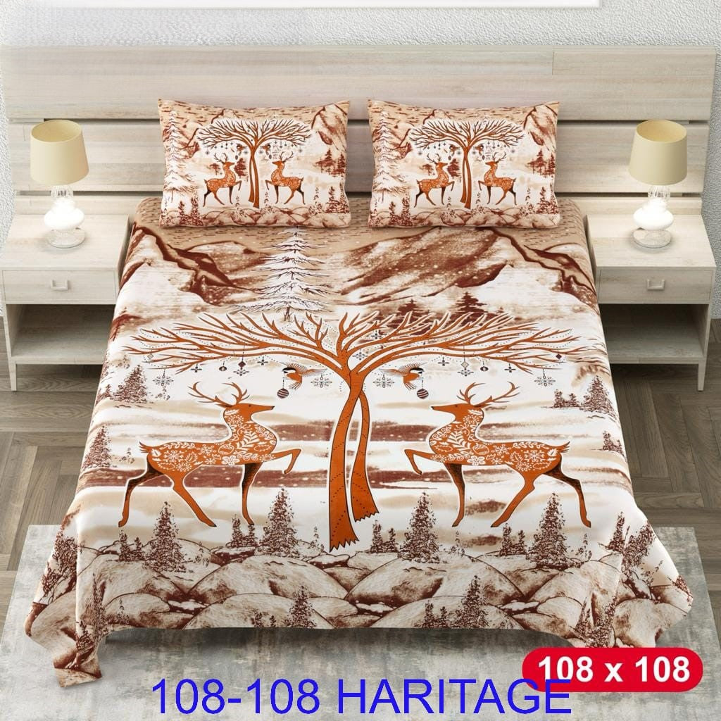 Cotton Viscose Blend King Size Bedsheet (108×108 Inches) with 2 Pillow Covers