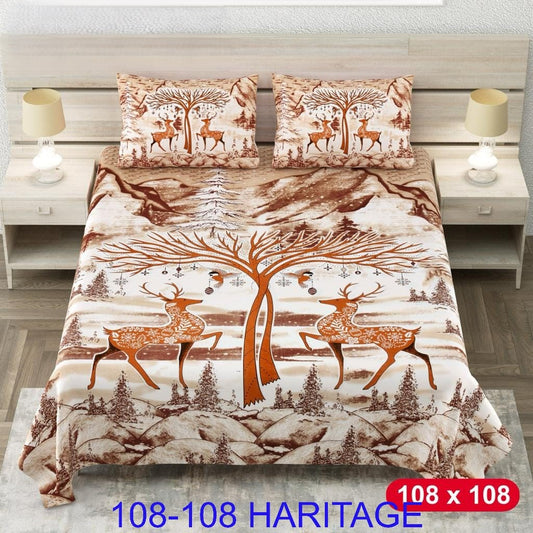 Cotton Viscose Blend King Size Bedsheet (108×108 Inches) with 2 Pillow Covers