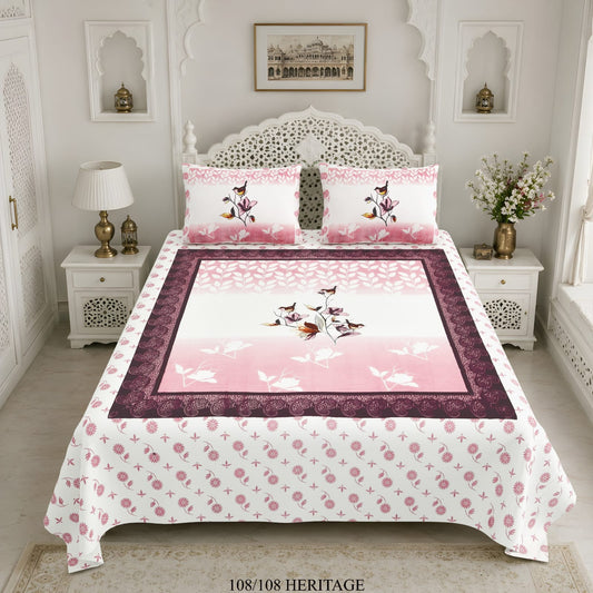 Cotton Viscose Blend King Size Bedsheet (108×108 Inches) with 2 Pillow Covers