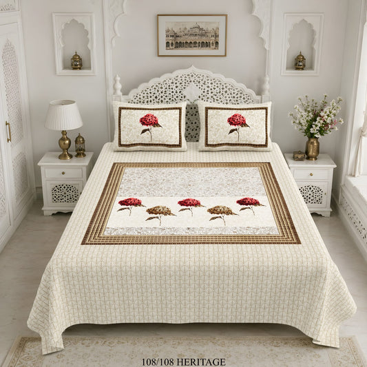 Cotton Viscose Blend King Size Bedsheet (108×108 Inches) with 2 Pillow Covers