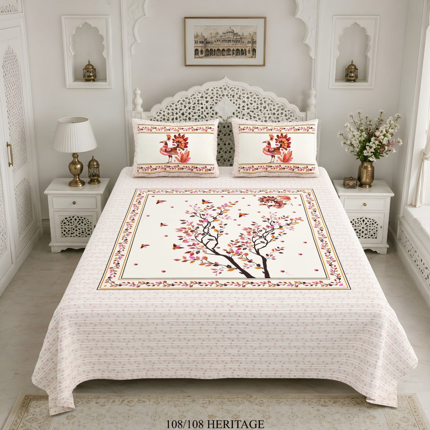 Cotton Viscose Blend King Size Bedsheet (108×108 Inches) with 2 Pillow Covers