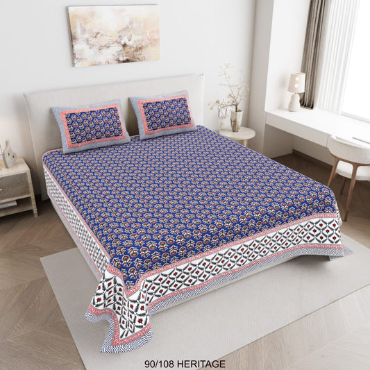 Cotton Viscose Blend King Size Bedsheet with 2 Zipper Pillow Covers