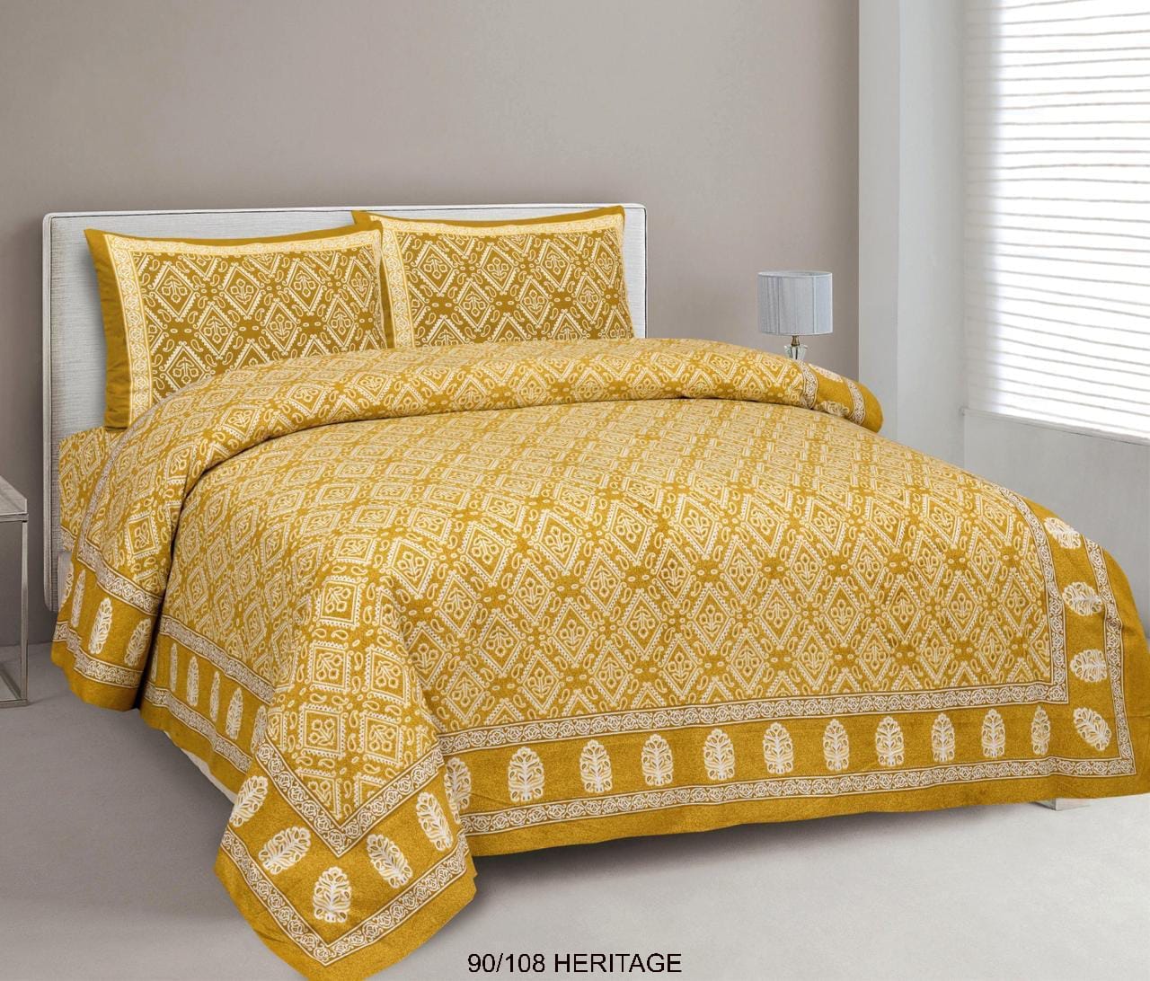 Cotton Viscose Blend King Size Bedsheet with 2 Zipper Pillow Covers