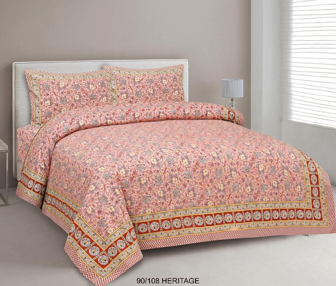 Cotton Viscose Blend King Size Bedsheet with 2 Zipper Pillow Covers