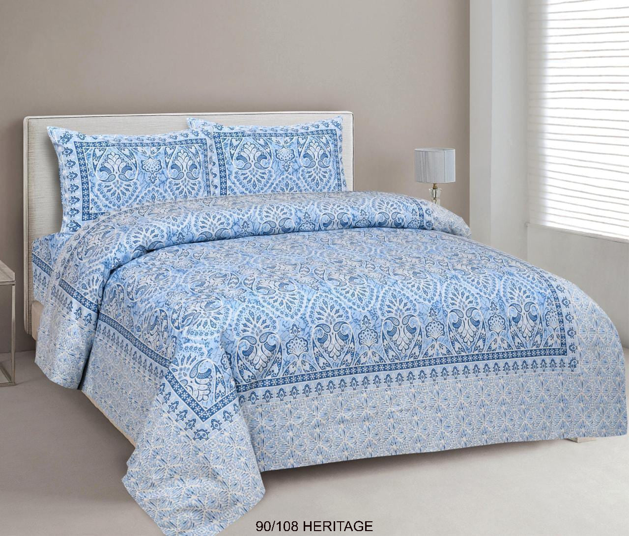 Cotton Viscose Blend King Size Bedsheet with 2 Zipper Pillow Covers