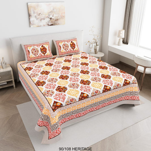Cotton Viscose Blend King Size Bedsheet with 2 Zipper Pillow Covers