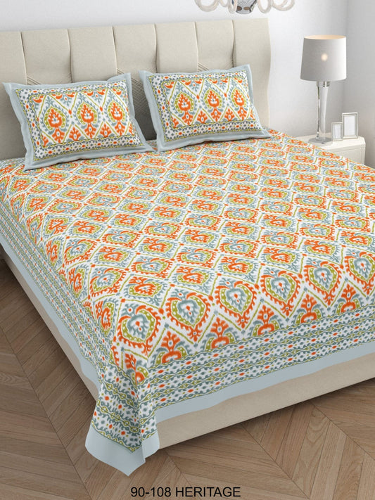 Cotton Viscose Blend King Size Bedsheet with 2 Zipper Pillow Covers