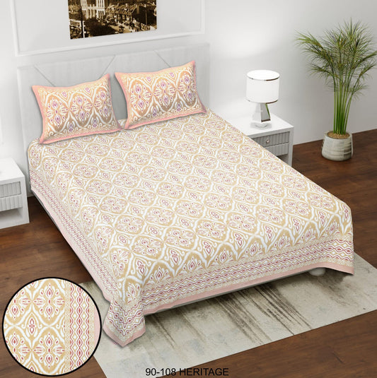 Cotton Viscose Blend King Size Bedsheet with 2 Zipper Pillow Covers