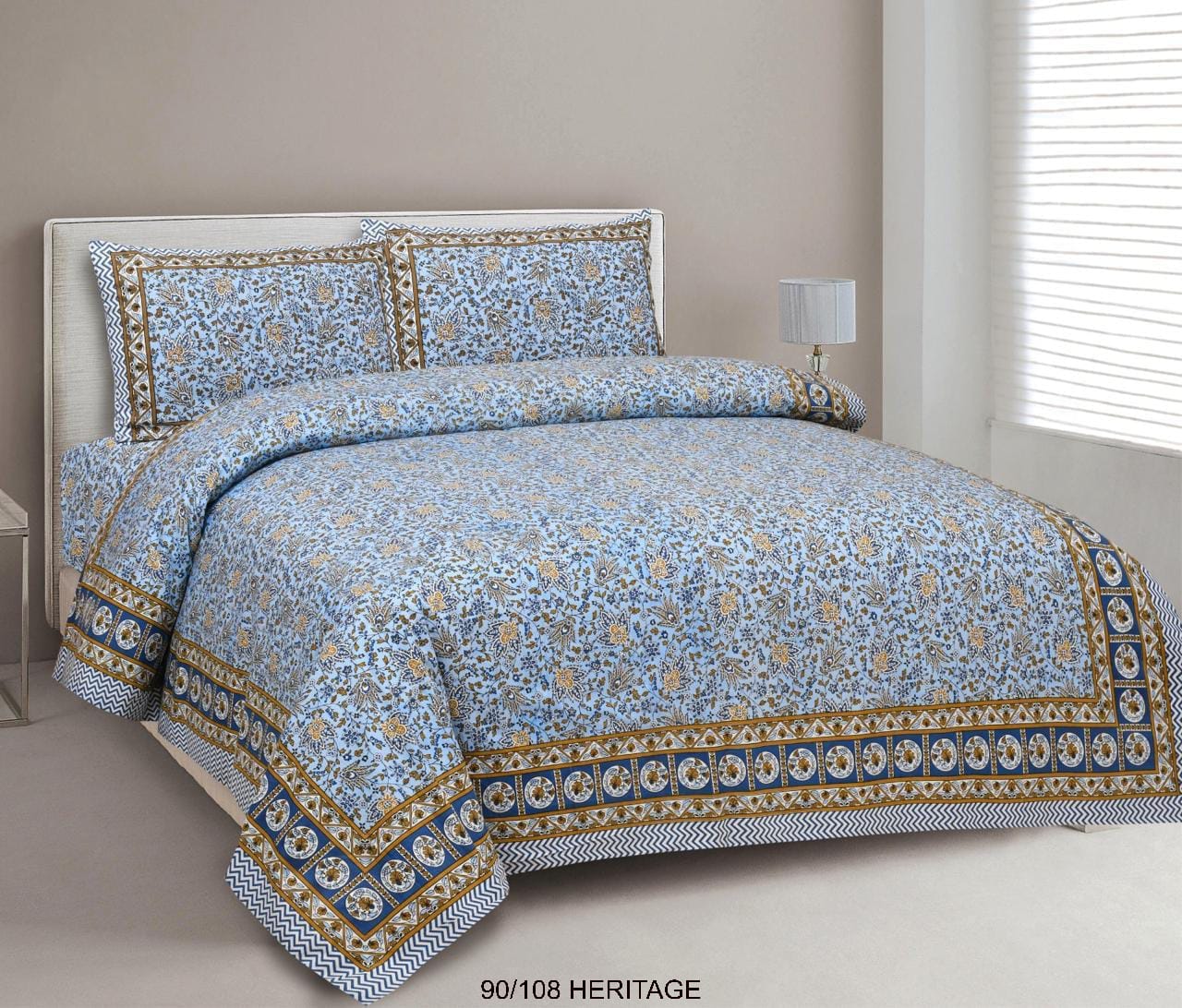 Cotton Viscose Blend King Size Bedsheet with 2 Zipper Pillow Covers