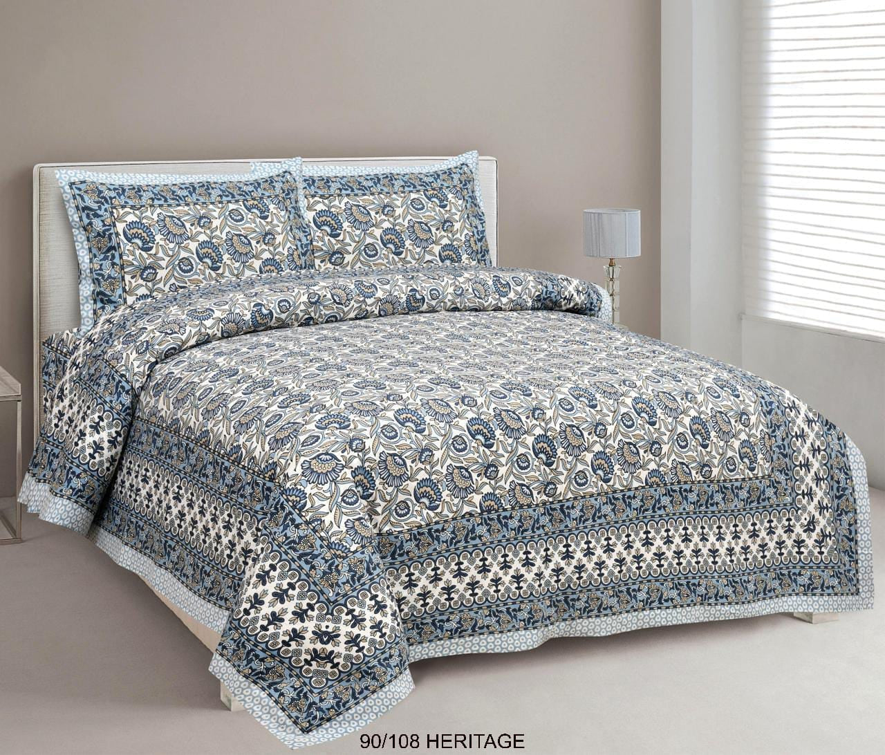 Cotton Viscose Blend King Size Bedsheet with 2 Zipper Pillow Covers
