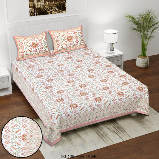 Cotton Viscose Blend King Size Bedsheet with 2 Zipper Pillow Covers