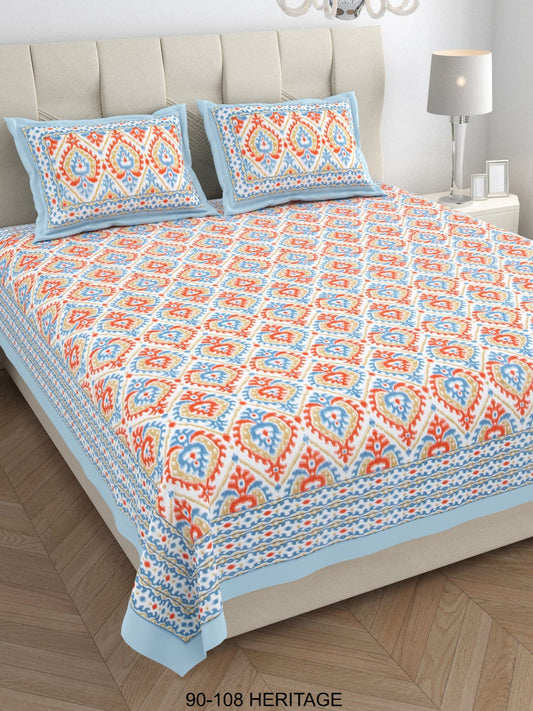 Cotton Viscose Blend King Size Bedsheet with 2 Zipper Pillow Covers