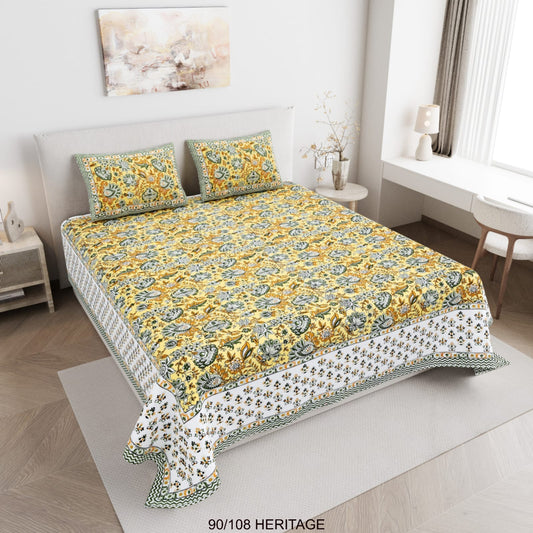 Cotton Viscose Blend King Size Bedsheet with 2 Zipper Pillow Covers