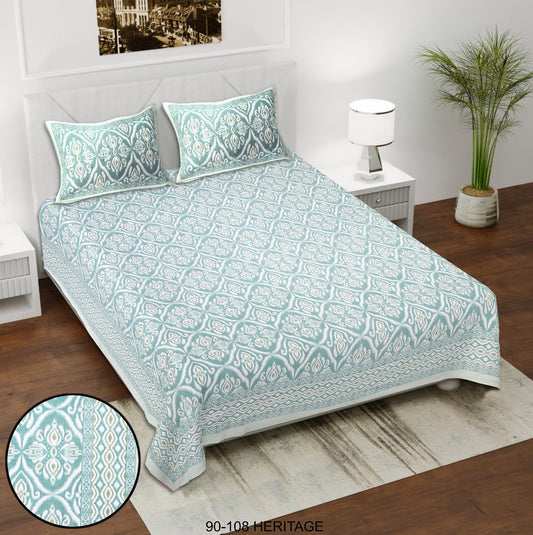 Cotton Viscose Blend King Size Bedsheet with 2 Zipper Pillow Covers