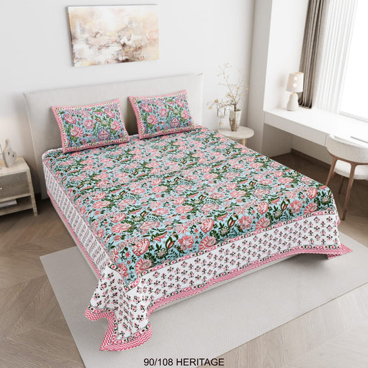 Cotton Viscose Blend King Size Bedsheet with 2 Zipper Pillow Covers