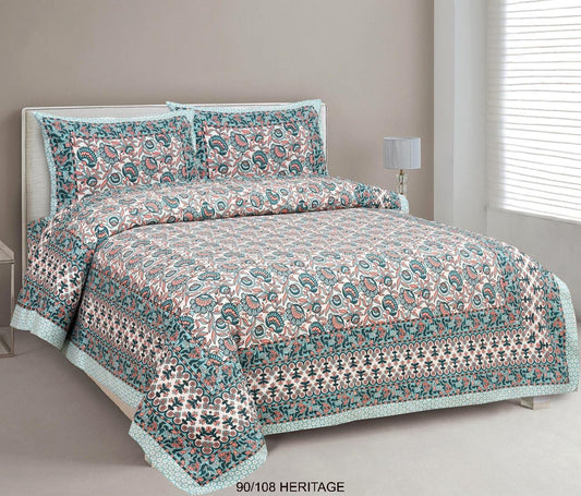 Cotton Viscose Blend King Size Bedsheet with 2 Zipper Pillow Covers