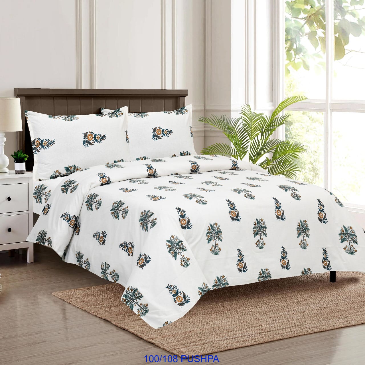 Cotton Viscose Blend King Size Bedsheet with Pillow Covers