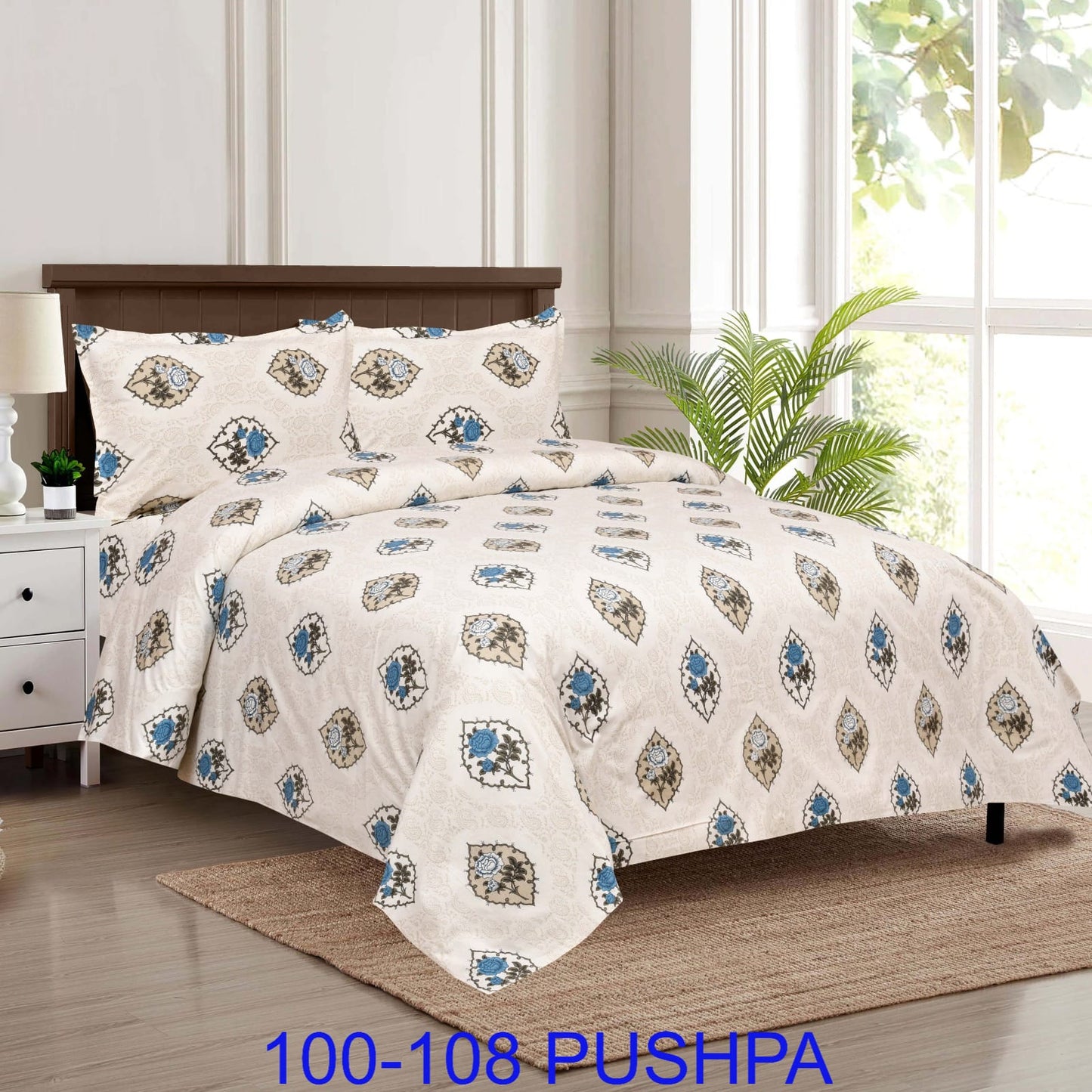 Cotton Viscose Blend King Size Bedsheet with Pillow Covers
