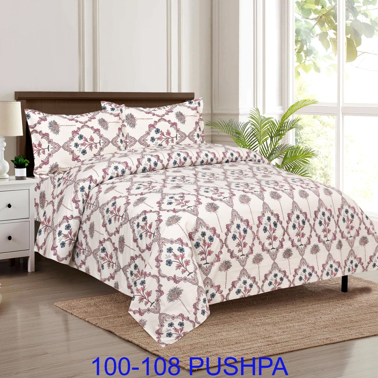 Cotton Viscose Blend King Size Bedsheet with Pillow Covers