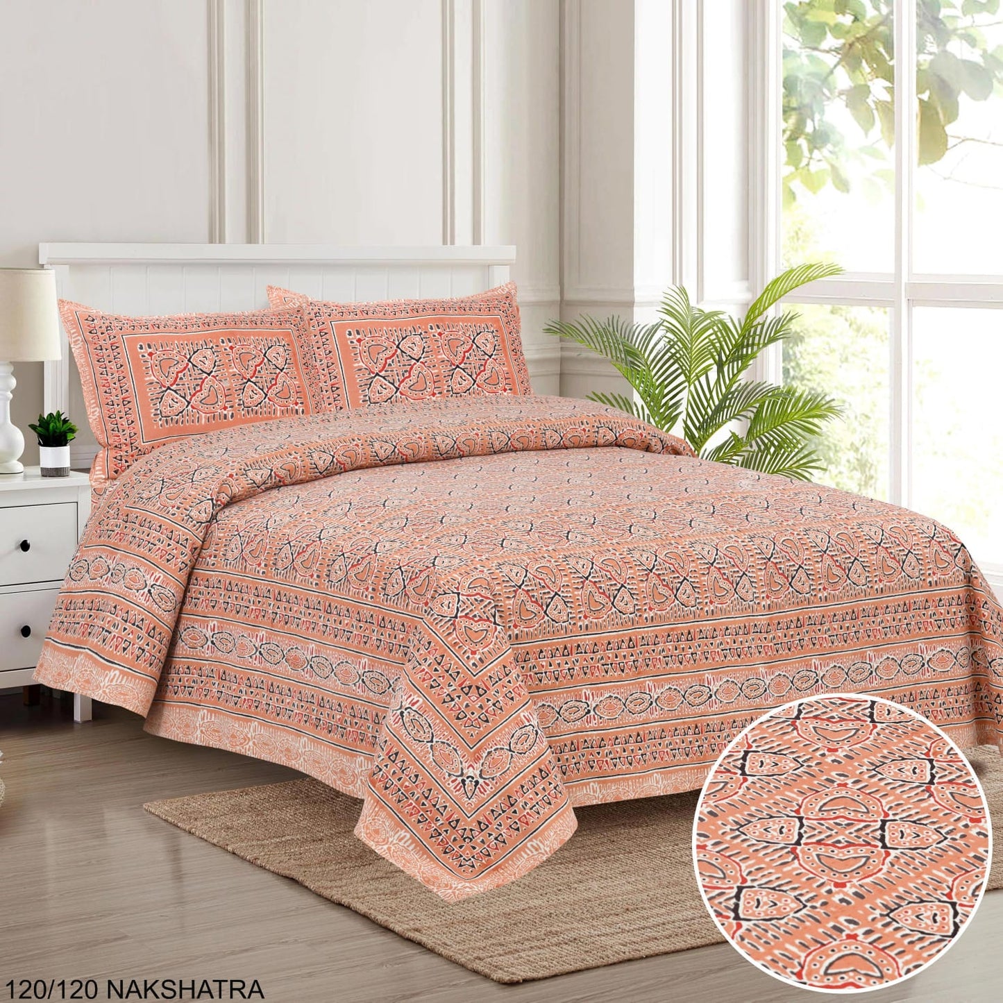 Cotton Viscose King Size Bedsheet with Pillow Covers (120×120 Inches)