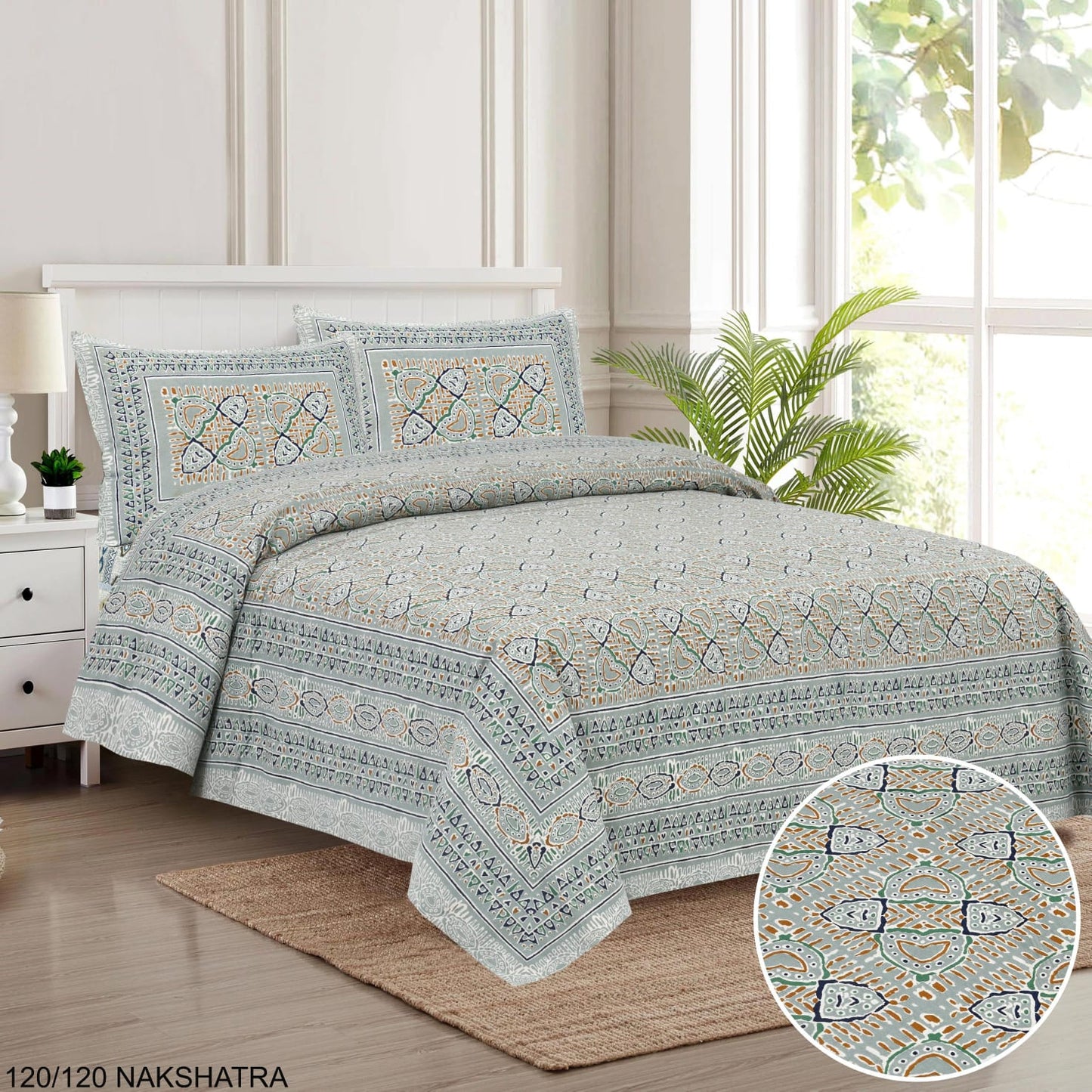 Cotton Viscose King Size Bedsheet with Pillow Covers (120×120 Inches)