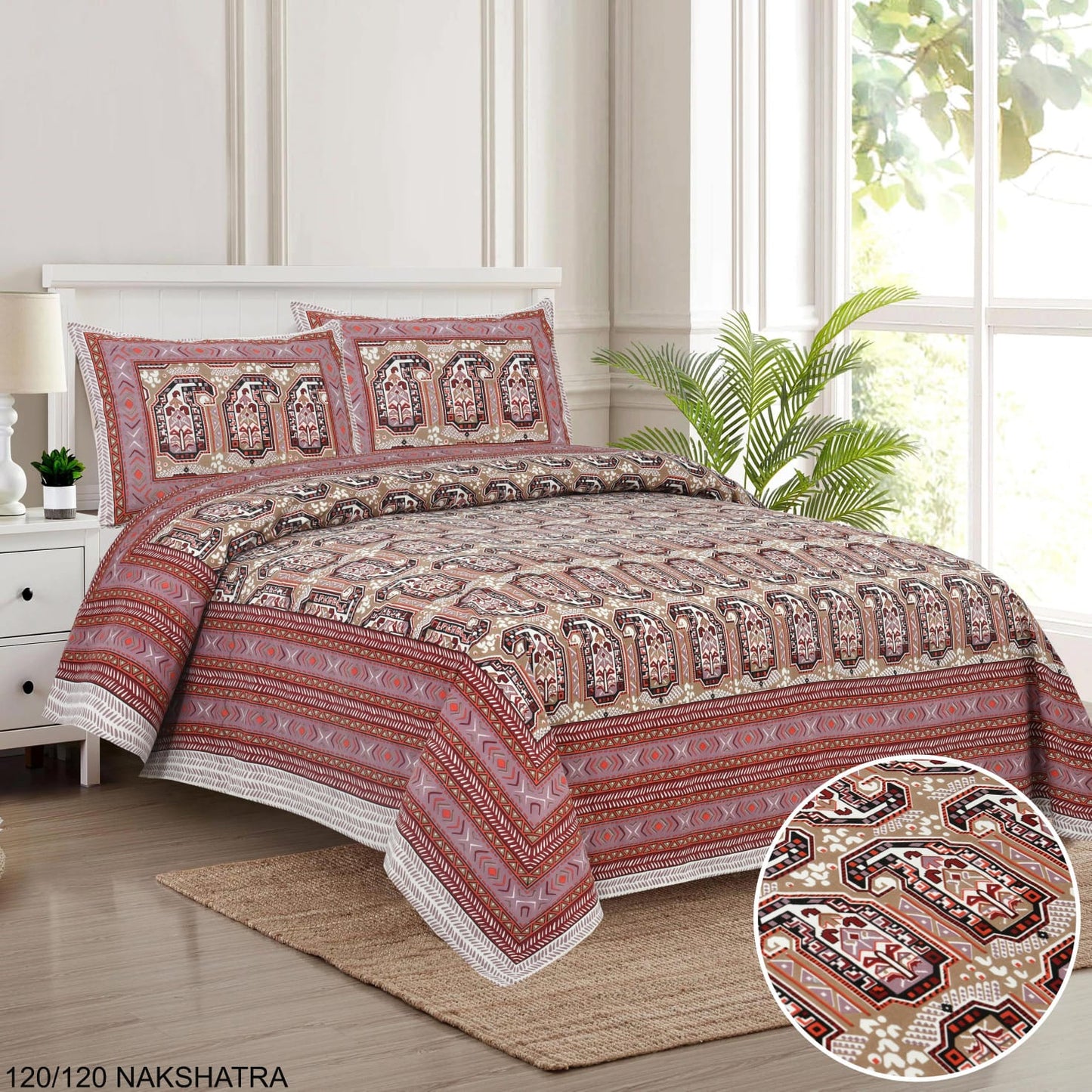 Cotton Viscose King Size Bedsheet with Pillow Covers (120×120 Inches)