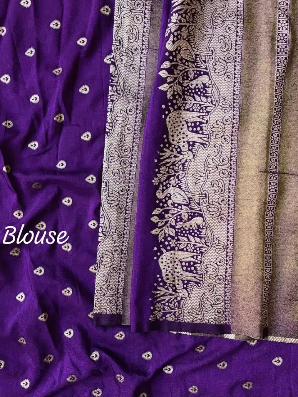 Crepe Silk Weaving Paithani Saree with Golden Zari Border & Woven Pallu