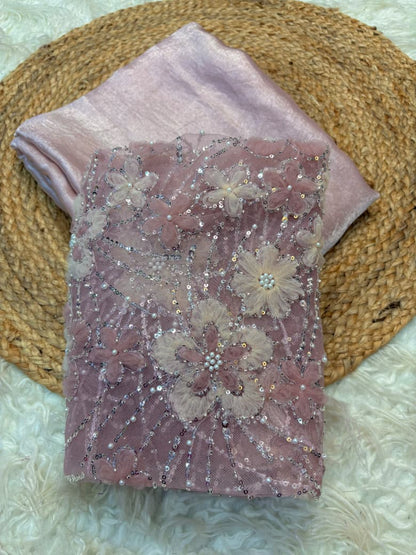 Crush Rangoli Fabric Saree with Imported Embroidered Blouse