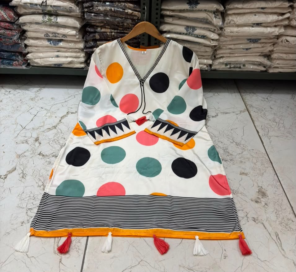 Digital Polka Dot Printed Farshi Salwar Suit Set with Dupatta