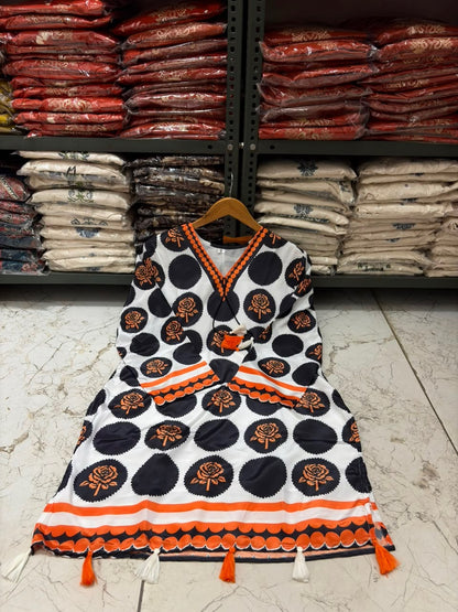 Digital Polka Dot Printed Farshi Salwar Suit Set with Dupatta