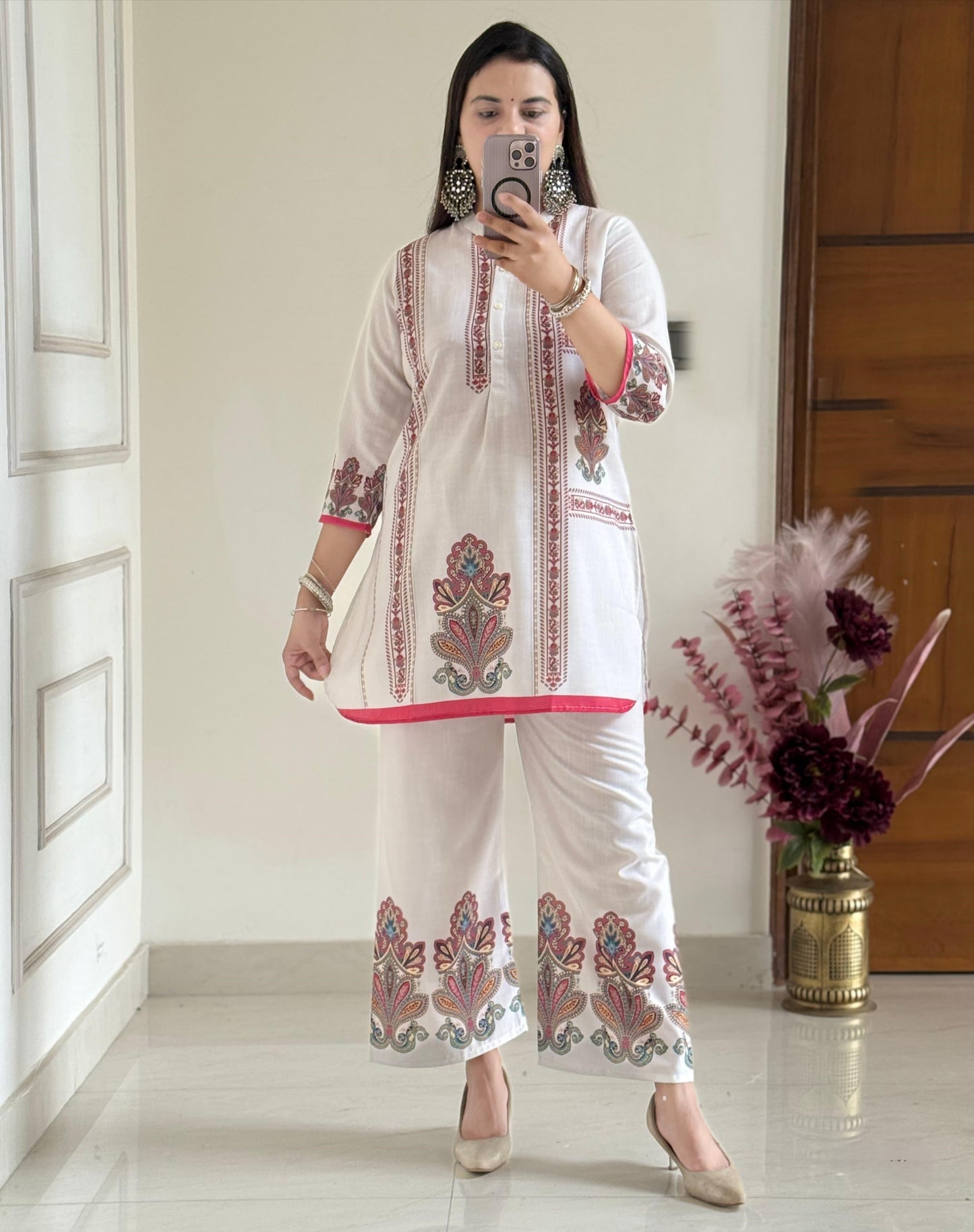 Digital Print Cotton Lilan Cord Set for Women