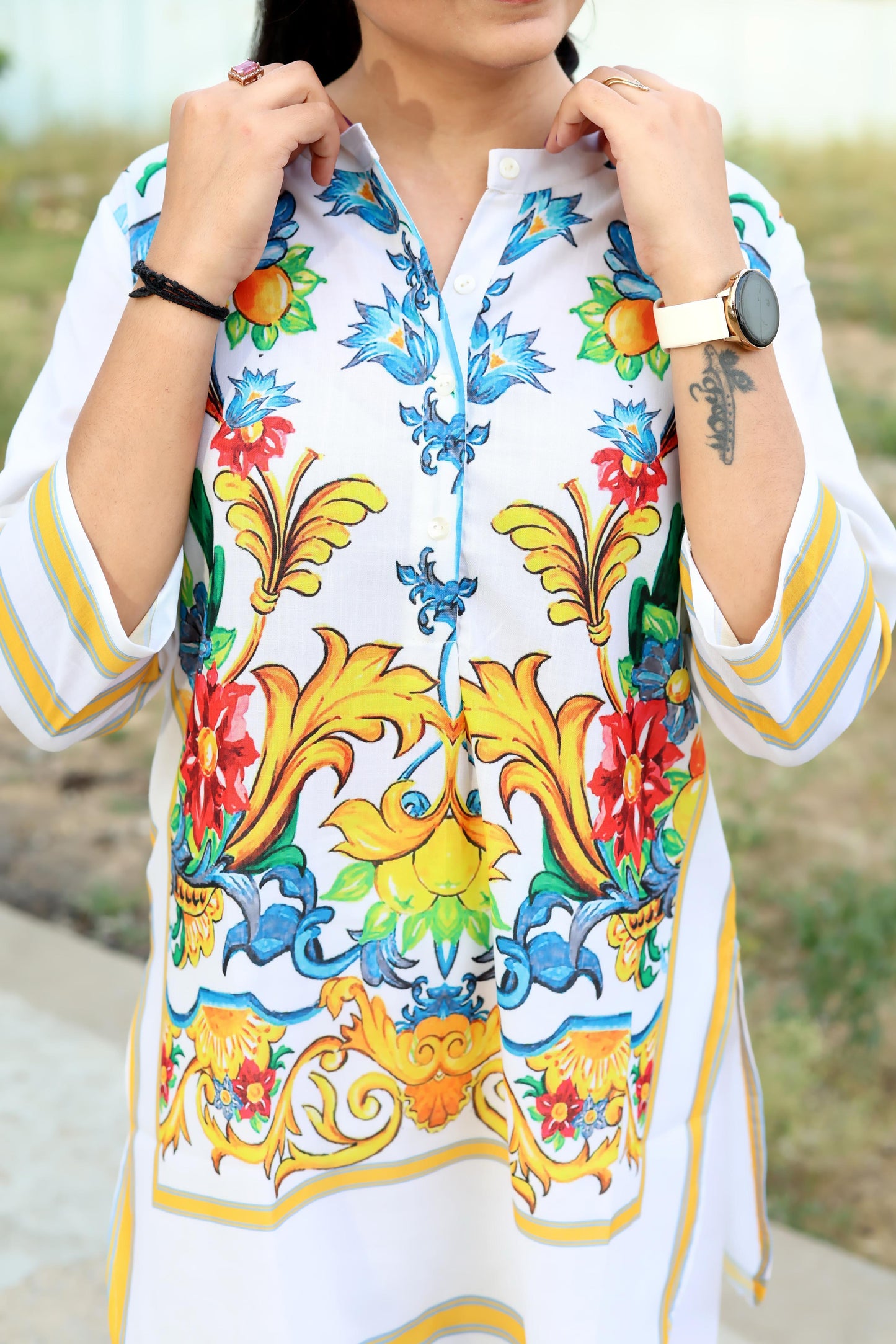 Digital Print Cotton Lilan Cord Set for Women