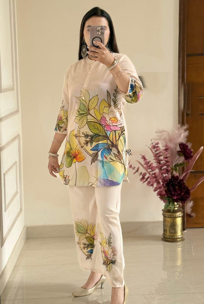 Digital Print Cotton Lilan Cord Set for Women