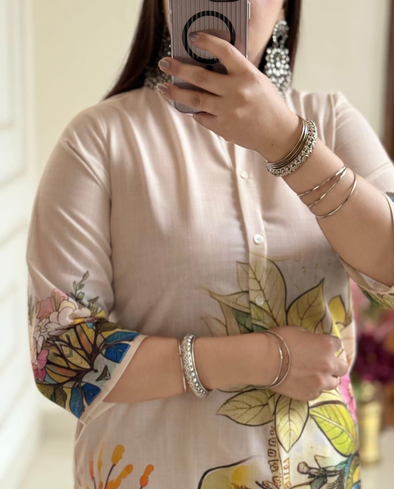 Digital Print Cotton Lilan Cord Set for Women