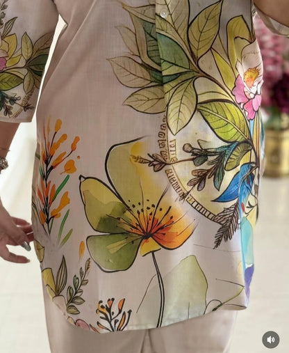 Digital Print Cotton Lilan Cord Set for Women