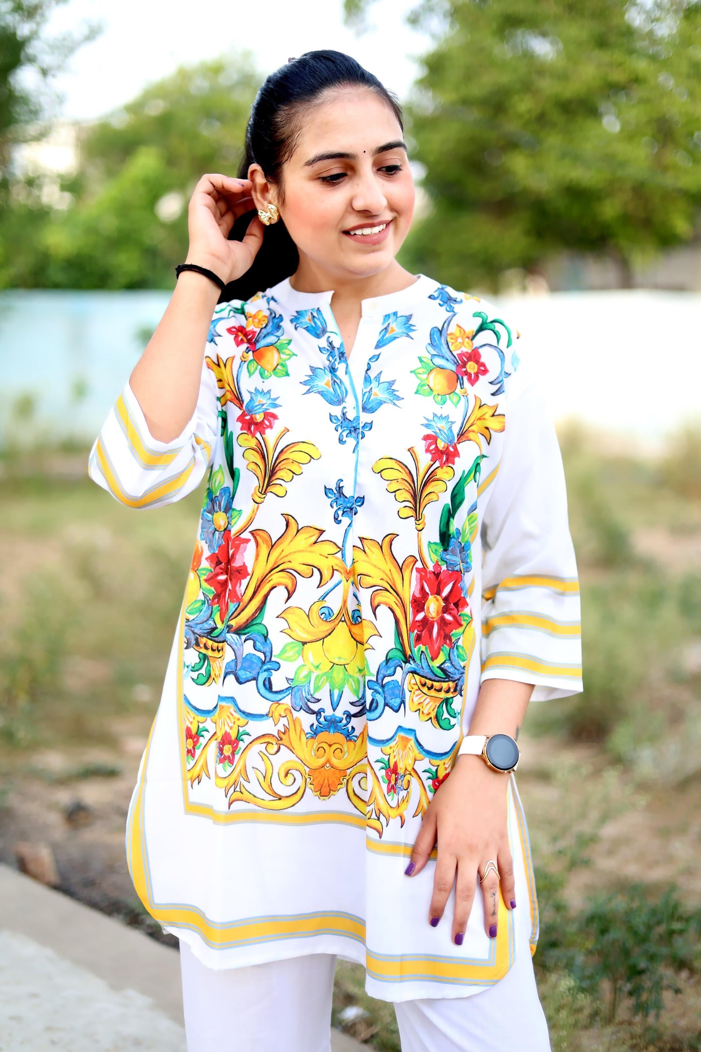 Digital Print Cotton Lilan Cord Set for Women