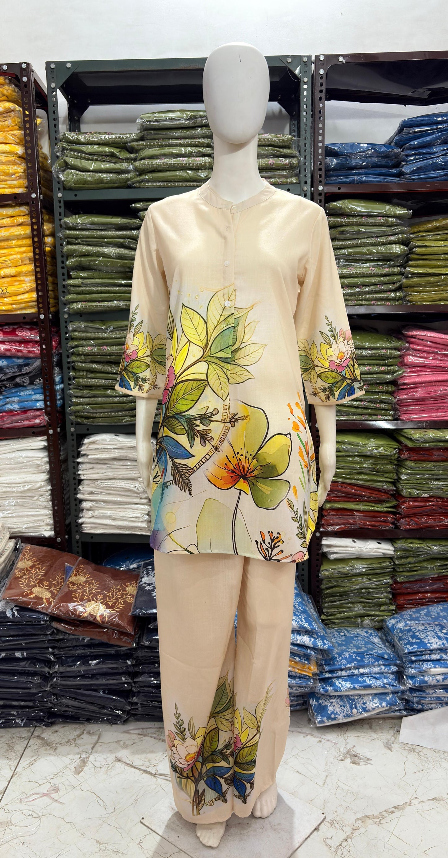 Digital Print Cotton Lilan Cord Set for Women