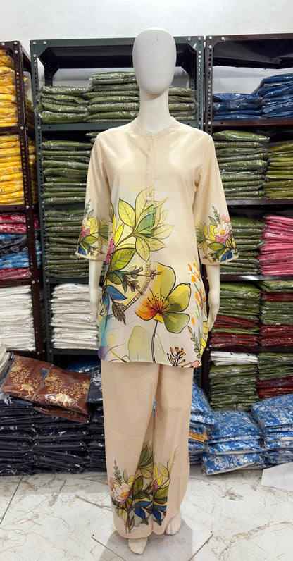 Digital Print Cotton Lilan Cord Set for Women