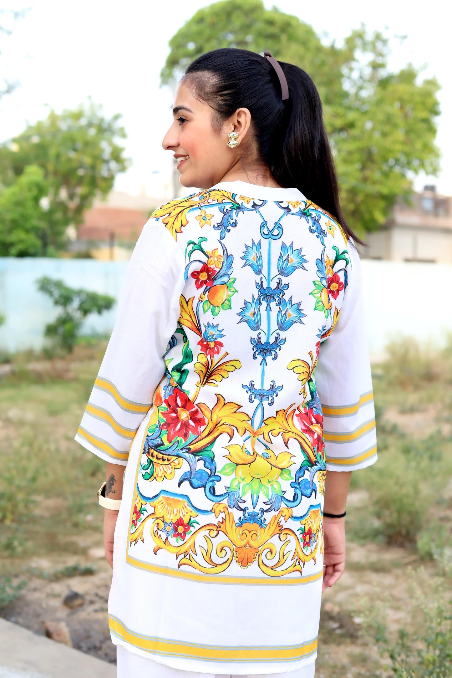 Digital Print Cotton Lilan Cord Set for Women