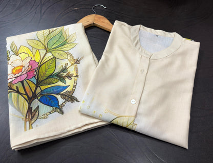 Digital Print Cotton Lilan Cord Set for Women