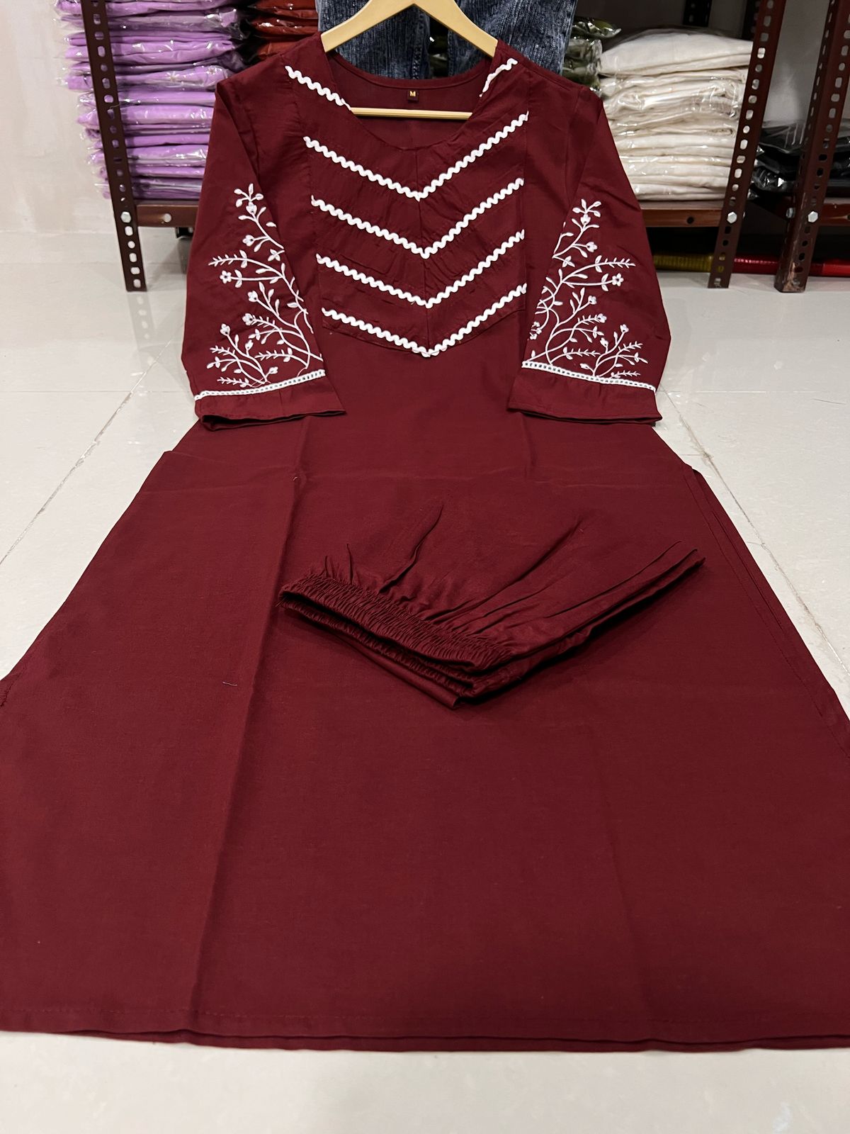 Embroidered Cotton 60x60 Kurta Pant Set