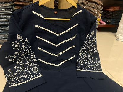 Embroidered Cotton 60x60 Kurta Pant Set