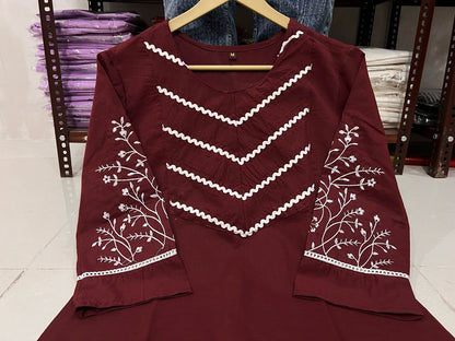Embroidered Cotton 60x60 Kurta Pant Set