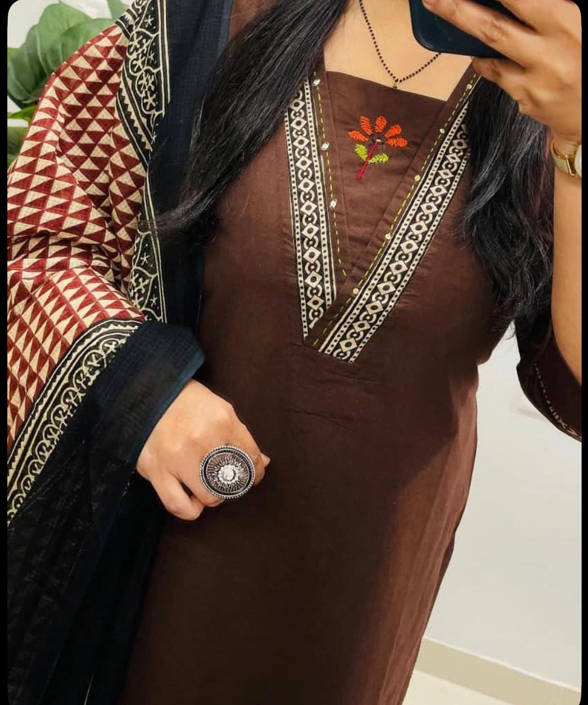 Embroidered Cotton 60x60 Kurta Pant with Dupatta Set